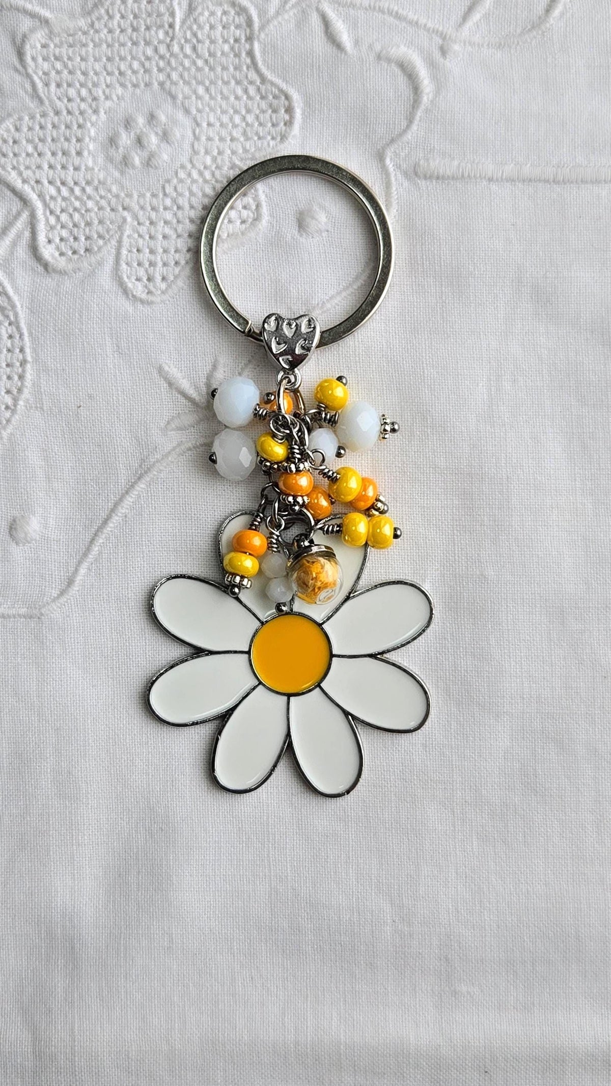 Porte-clés porte-bonheur Marguerite et Jonquille