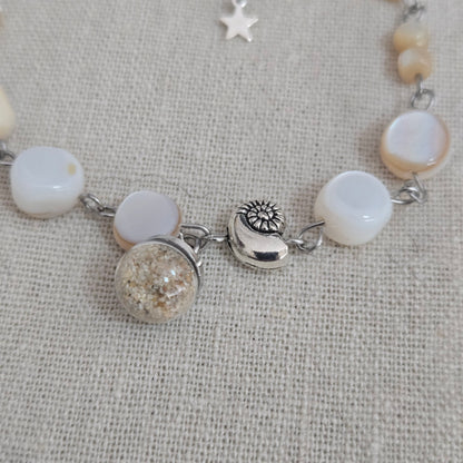 Bracelet perles de nacre et sable de plage