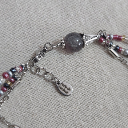 Bracelet triple rangs - sable et perles