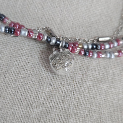 Bracelet triple rangs - sable et perles