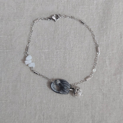 Bracelet coquillage et pierre de lune