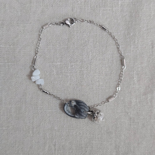Bracelet coquillage et pierre de lune