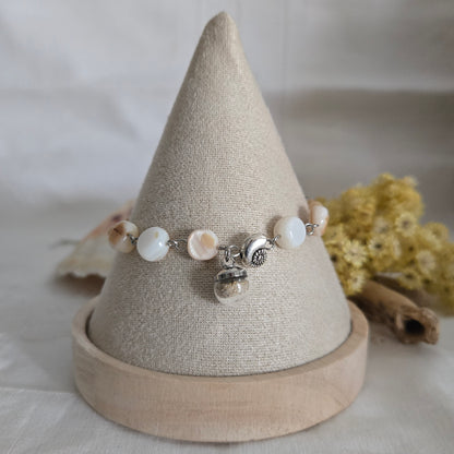 Bracelet perles de nacre et sable de plage
