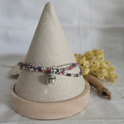 Bracelet triple rangs - sable et perles