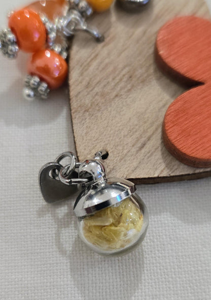 Porte-clés coeur bois et perles personnalisable