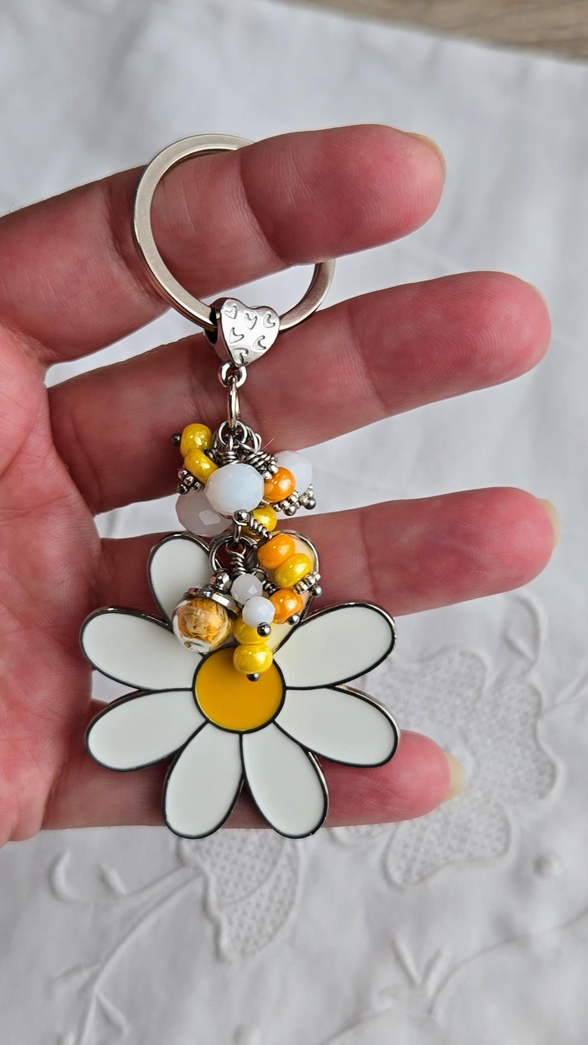 Porte-clés porte-bonheur Marguerite et Jonquille
