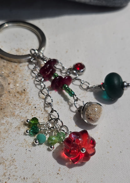 Porte-clés sable et perles de verre