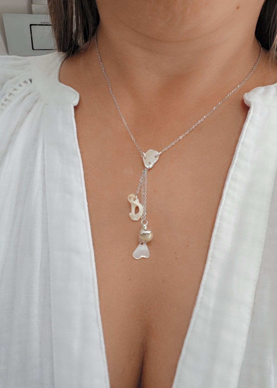 Collier coquillage nacre et sable naturel