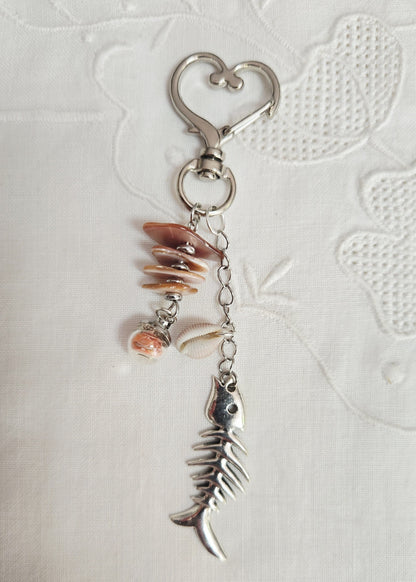 Porte-clés nacre et poisson