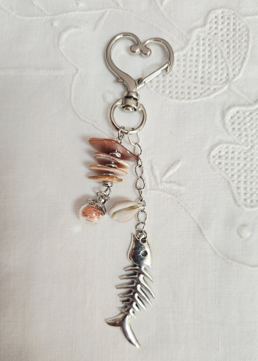 Porte-clés nacre et poisson