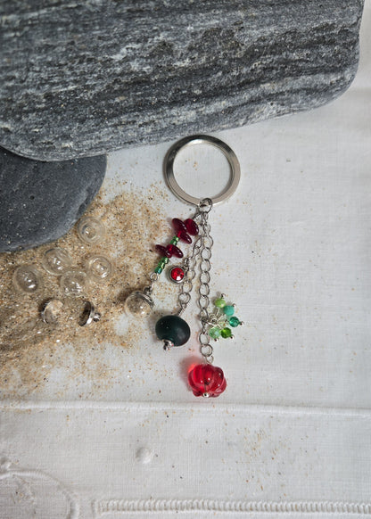 Porte-clés sable et perles de verre
